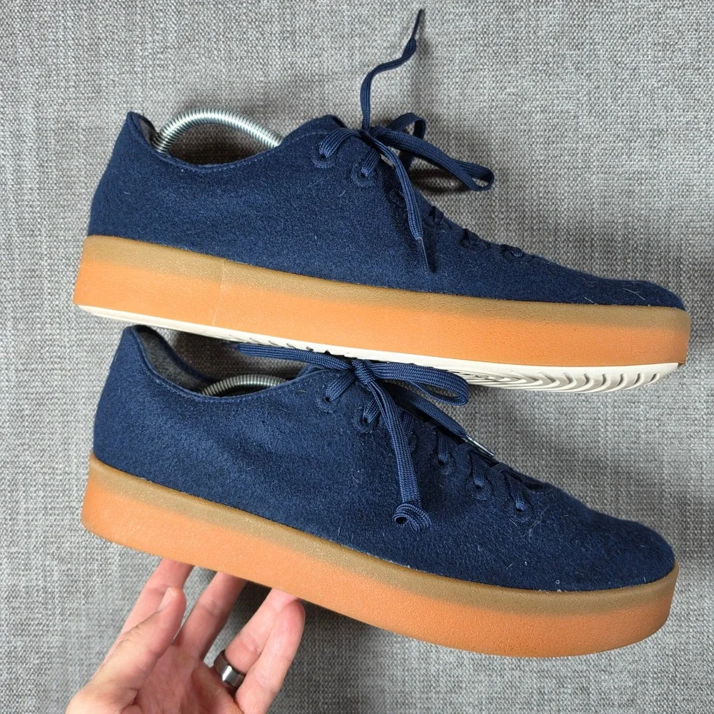 Allbirds Wool Pipers Mens 13 Navy Blue Wool Low Top Sneakers AT1623M130 MINT